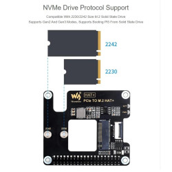 PCIe to M.2 HAT for Raspberry Pi 5 Support for SSD NVME 2230 and 2242 Form Factor